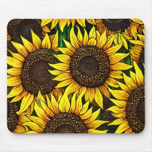 Sunny Large Sunflower Patroon Muismat (Voorkant)