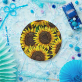 Sunny Large Sunflower Patroon Papieren Bordje (Feest)