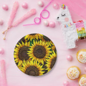 Sunny Large Sunflower Patroon Papieren Bordje (Feest)