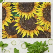 Sunny Large Sunflower Patroon Theedoek (Gevouwen)