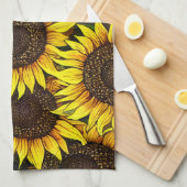 Sunny Large Sunflower Patroon Theedoek (Quarter Fold)