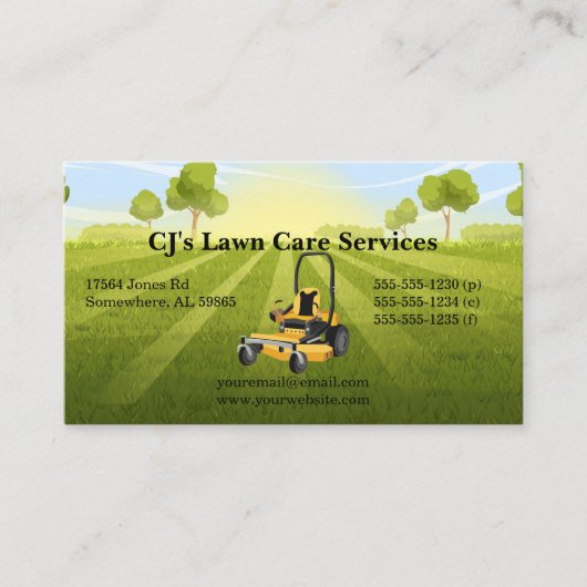 Sunny Lawn Care Visitekaartje (Voorkant)