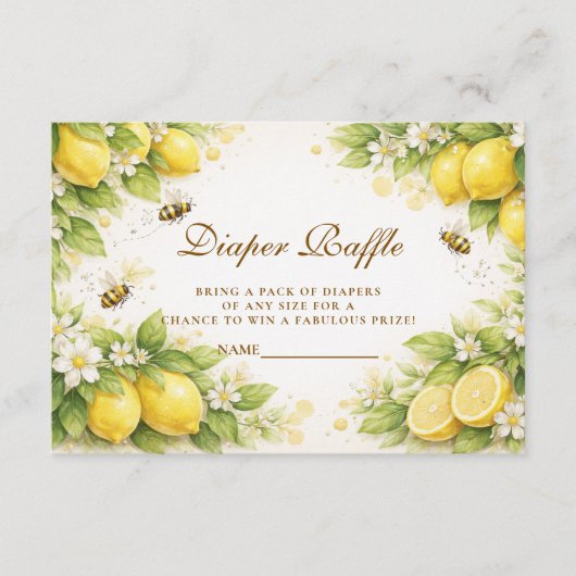 Sunny Lemon Honey Bee Diapper Raffle Informatiekaartje (Voorkant)