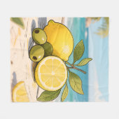 Sunny Lemon Olive Beachside Fresh Fleece Deken (Voorkant (Horizontaal))