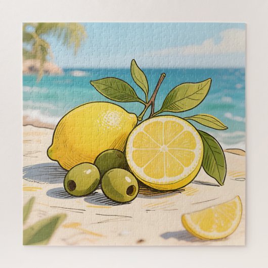 Sunny Lemon Olive Beachside Fresh Legpuzzel (Verticaal)