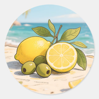 Sunny Lemon Olive Beachside Fresh Ronde Sticker