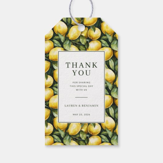 Sunny Lemon Wedding Cadeaulabel (Achterkant)