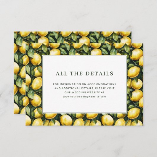 Sunny Lemon Wedding Informatiekaartje (Voorkant / Achterkant)