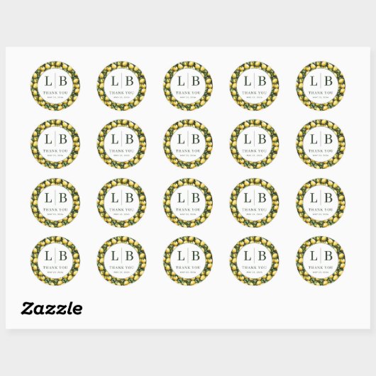 Sunny Lemon Wedding Ronde Sticker (Vel)