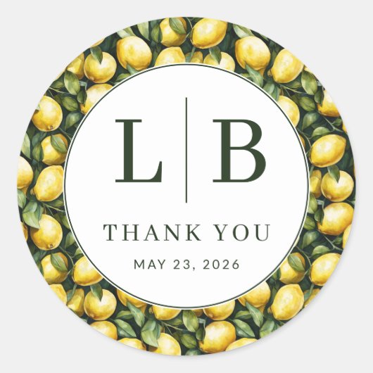 Sunny Lemon Wedding Ronde Sticker (Voorkant)