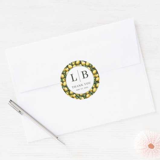 Sunny Lemon Wedding Ronde Sticker (Envelop)