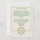 Sunny Lemon Wedding Thank You Card Bedankkaart (Achterkant)