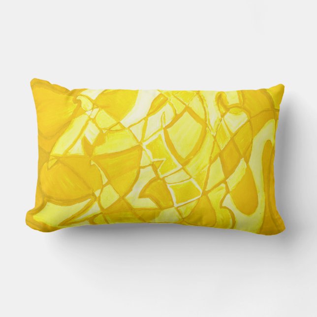 Sunny Lemon Yellow Abstract Modern Art PIllow Kussen (Voorkant)