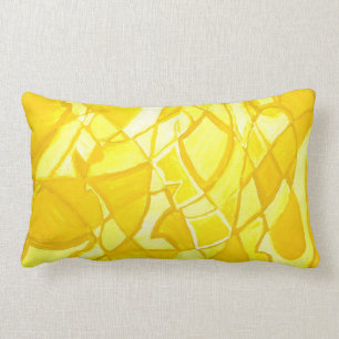 Sunny Lemon Yellow Abstract Modern Art PIllow Kussen