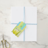 Sunny Limoen Pastel Palette Tulip Monogram Cadeaulabel (Met Touw)