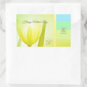 Sunny Limoen Pastel Palette Tulip Monogram Rechthoekige Sticker (Tas)