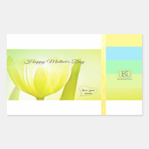 Sunny Limoen Pastel Palette Tulip Monogram Rechthoekige Sticker