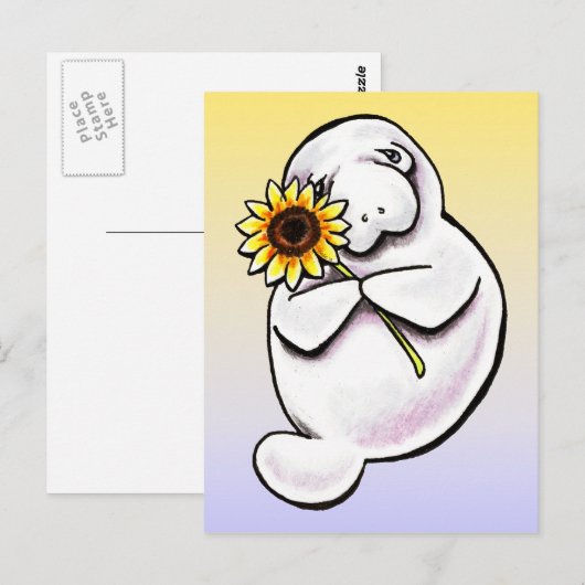 Sunny Manatee Off-Leash Art™ Briefkaart (Voorkant / Achterkant)