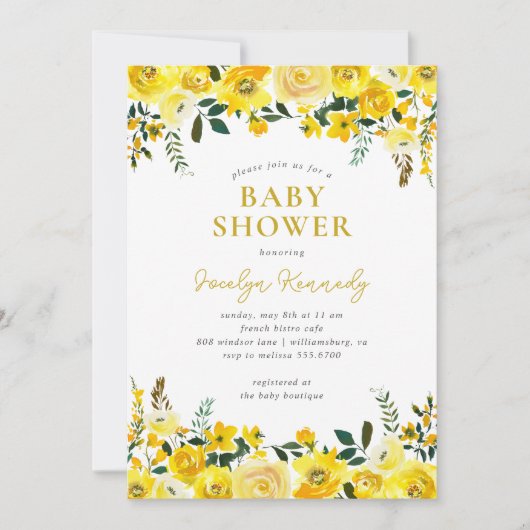 Sunny Meadow Floral Baby shower Kaart (Voorkant)