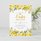 Sunny Meadow Floral Easter Brunch Party Invitation Kaart (Staand voorkant)