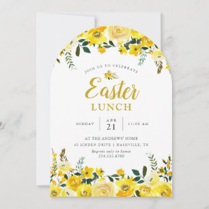 Sunny Meadow Floral Easter Lunch Party Invitation Kaart