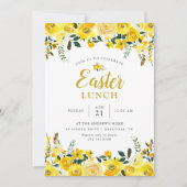 Sunny Meadow Floral Easter Lunch Party Invitation Kaart (Voorkant)