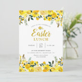 Sunny Meadow Floral Easter Lunch Party Invitation Kaart (Staand voorkant)