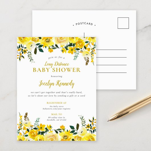 Sunny Meadow Long Distance Baby shower Invitation Feestdagenkaart