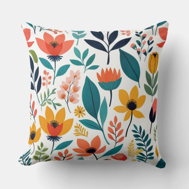 Sunny Meadow Pop Minimalistische moderne bloemen Kussen (Voorkant)