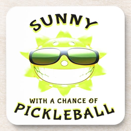 Sunny met een kans op PickleBall Bier Onderzetter (Voorkant)
