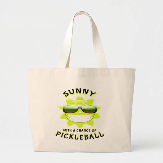 Sunny met een kans op PickleBall Grote Tote Bag (Voorkant)