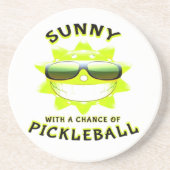 Sunny met een kans op PickleBall Zandsteen Onderzetter (Voorkant)