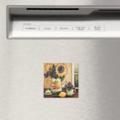 "Sunny Morning" Fine Art Bloemen Vierkante Magneet (Insitu (Vaatwasser))