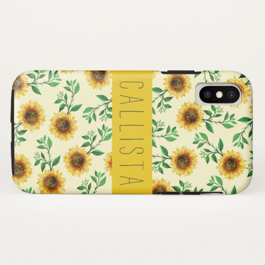 Sunny Neon Pastel Yellow Sunflower Pattern Case-Mate iPhone Case (Achterkant (horizontaal))