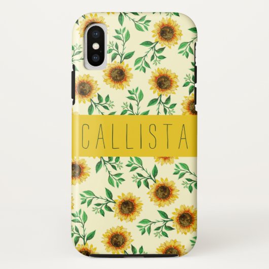 Sunny Neon Pastel Yellow Sunflower Pattern Case-Mate iPhone Case (Achterkant)