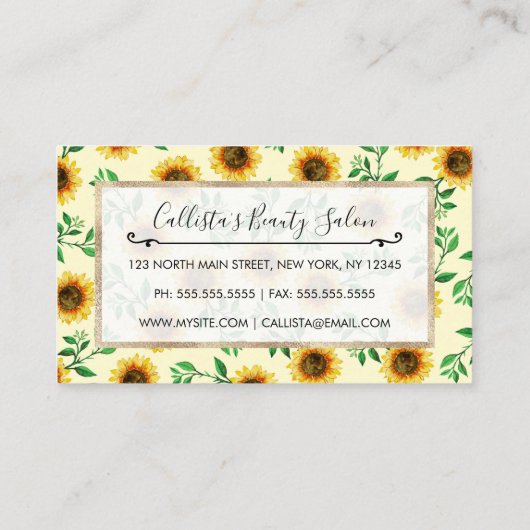 Sunny Neon Pastel Yellow Sunflower Pattern Klantenkaartje (Achterkant)