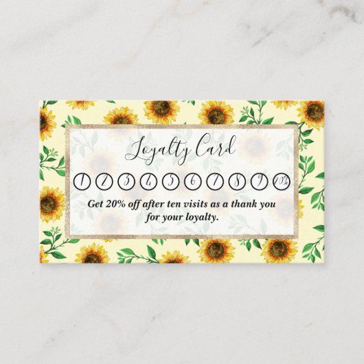 Sunny Neon Pastel Yellow Sunflower Pattern Klantenkaartje (Voorkant)