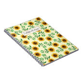 Sunny Neon Pastel Yellow Sunflower Pattern Notitieboek (Rechterzijde)