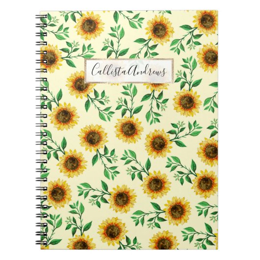 Sunny Neon Pastel Yellow Sunflower Pattern Notitieboek (Voorkant)