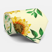Sunny Neon Pastel Yellow Sunflower Pattern Stropdas (Opgerold)