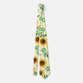 Sunny Neon Pastel Yellow Sunflower Pattern Stropdas (Achterkant)