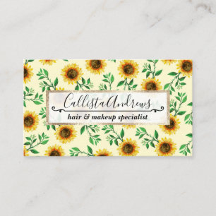 Sunny Neon Pastel Yellow Sunflower Pattern Visitekaartje