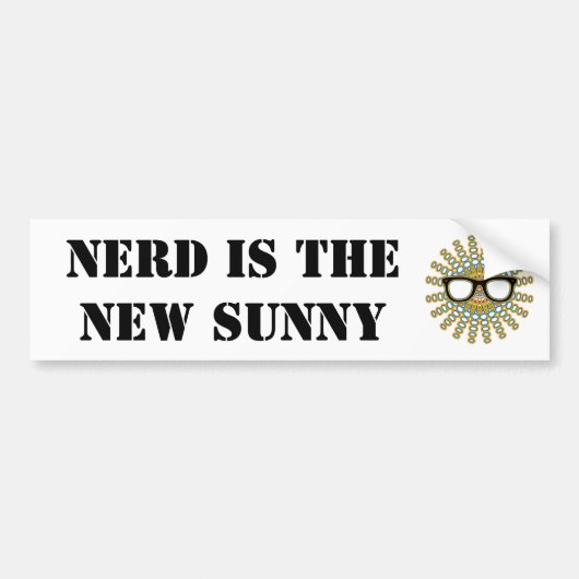 Sunny Nerd Glasses + je rug. en ideeën Bumpersticker (Voorkant)