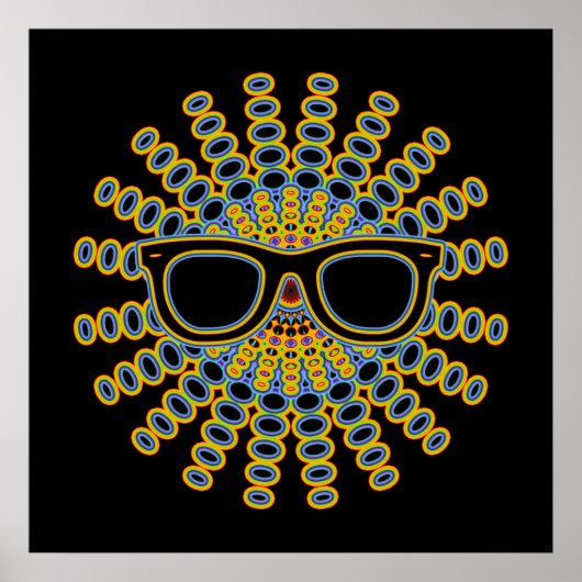 Sunny Nerd Glasses + je rug. en ideeën Poster (Voorkant)