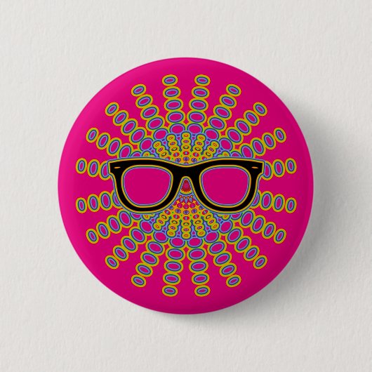 Sunny Nerd Glasses + je rug. en ideeën Ronde Button 5,7 Cm (Voorkant)