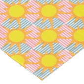 Sunny orange yellow suns white teal pink stripes tafelkleed (Gekanteld)