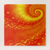 Sunny Oranje Holographic Fractal Abstracte Spirals Legpuzzel (Horizontaal)