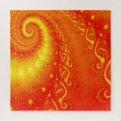 Sunny Oranje Holographic Fractal Abstracte Spirals Legpuzzel (Verticaal)