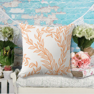 Sunny Oranje Natural Flora Decorative Line Art Kussen