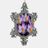 Sunny Paarse Crocuses Tin Sneeuwvlok Ornament (Links)